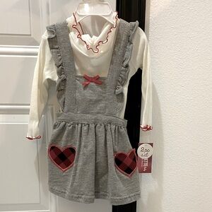 ❤️Nannette Baby Valentine Hearts 2 Piece Bodysuit & Jumper Dress - 6-9 Mos